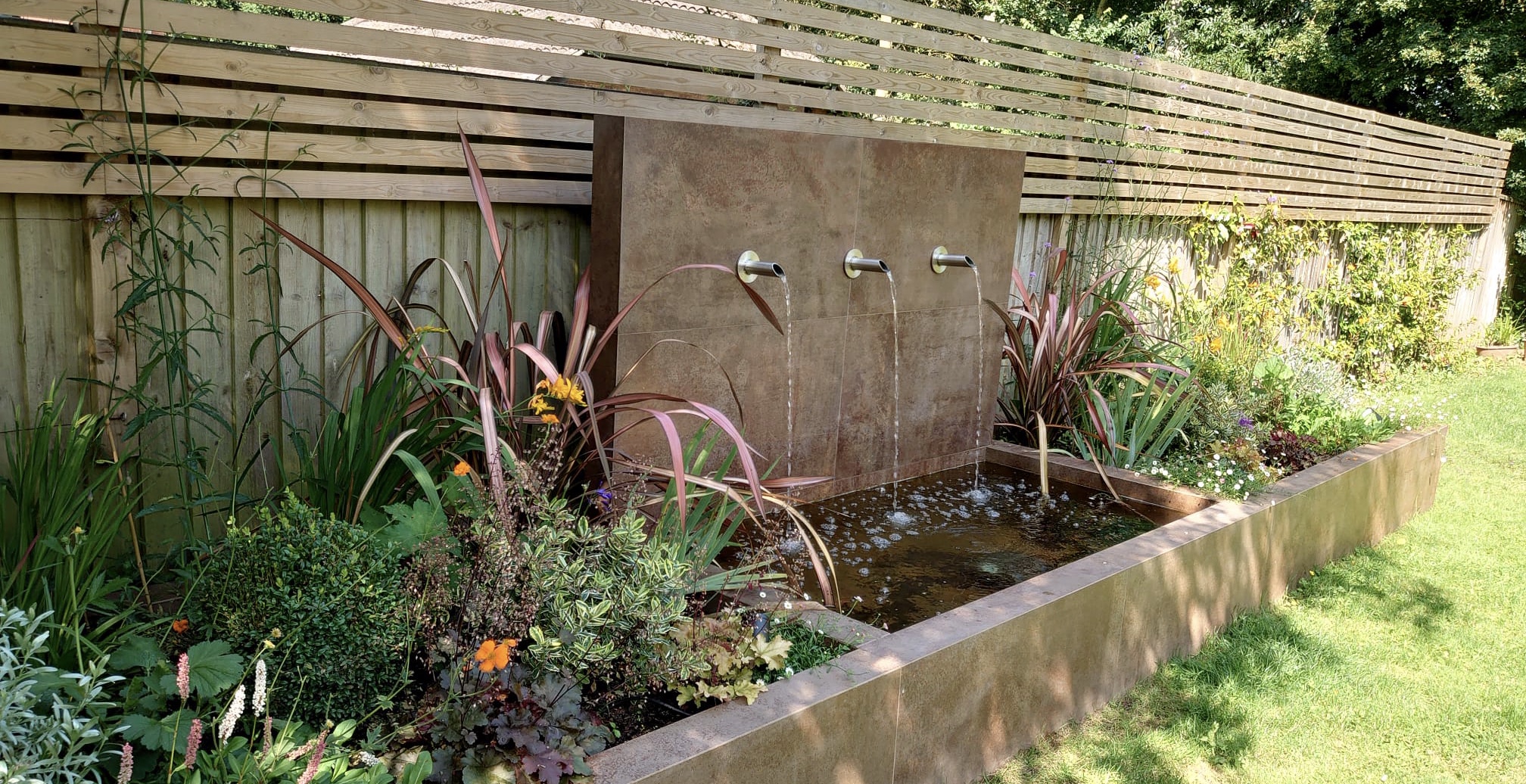 bespoke water feature and planting