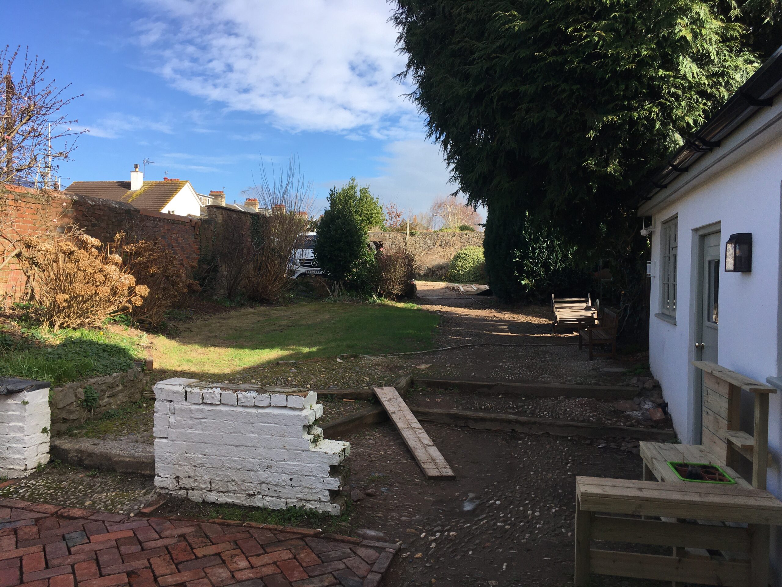 contemporary pool garden before