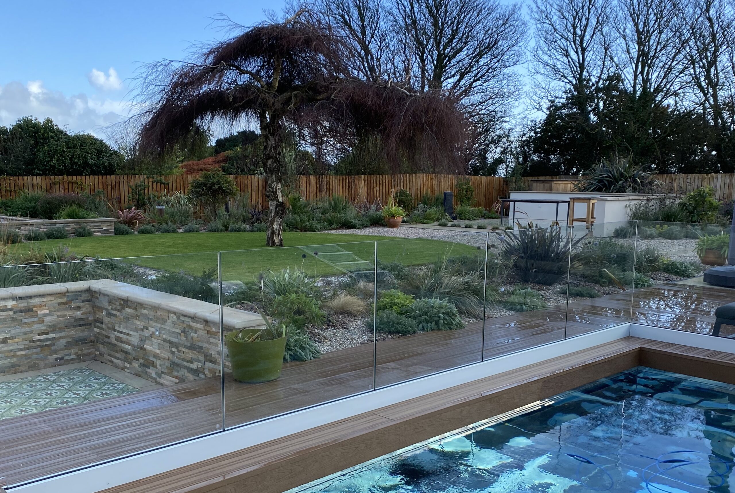 mediterranean garden with pool